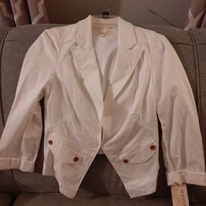 New Junior's Casual White Blazer Jacket, Sz Medium